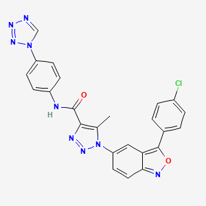 molecular formula C24H16ClN9O2 B2701420 1-[3-(4-chlorophenyl)-2,1-benzoxazol-5-yl]-5-methyl-N-[4-(1H-1,2,3,4-tetrazol-1-yl)phenyl]-1H-1,2,3-triazole-4-carboxamide CAS No. 951897-66-8