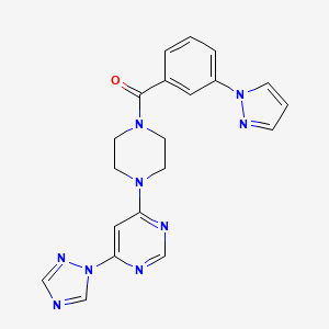 (4-(6-(1H-1,2,4-triazol-1-yl)pyrimidin-4-yl)piperazin-1-yl)(3-(1H-pyrazol-1-yl)phenyl)methanone