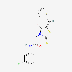 (E)-N-(3-chlorophenyl)-2-(4-oxo-5-(thiophen-2-ylmethylene)-2-thioxothiazolidin-3-yl)acetamide