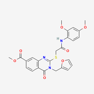 Methyl 2-((2-((2,4-dimethoxyphenyl)amino)-2-oxoethyl)thio)-3-(furan-2-ylmethyl)-4-oxo-3,4-dihydroquinazoline-7-carboxylate