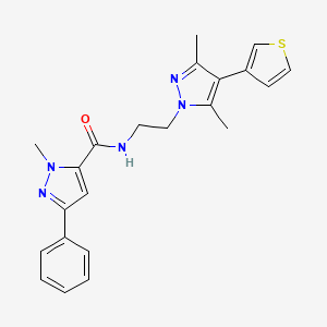 N-(2-(3,5-dimethyl-4-(thiophen-3-yl)-1H-pyrazol-1-yl)ethyl)-1-methyl-3-phenyl-1H-pyrazole-5-carboxamide