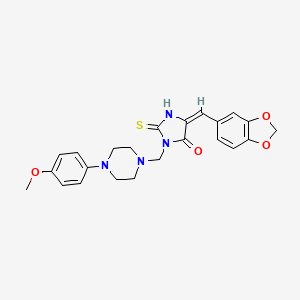 5-(1,3-benzodioxol-5-ylmethylene)-3-{[4-(4-methoxyphenyl)piperazino]methyl}-2-thioxotetrahydro-4H-imidazol-4-one