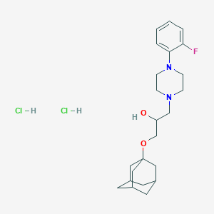 molecular formula C23H35Cl2FN2O2 B2701477 1-(Adamantan-1-yloxy)-3-[4-(2-fluorophenyl)piperazin-1-yl]propan-2-ol dihydrochloride CAS No. 1216813-20-5