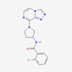 molecular formula C16H15ClN6O B2701493 N-(1-([1,2,4]triazolo[4,3-a]pyrazin-8-yl)pyrrolidin-3-yl)-2-chlorobenzamide CAS No. 2034531-76-3