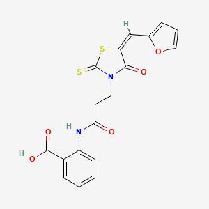 (E)-2-(3-(5-(furan-2-ylmethylene)-4-oxo-2-thioxothiazolidin-3-yl)propanamido)benzoic acid