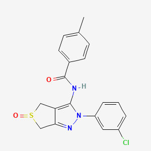 N-[2-(3-chlorophenyl)-5-oxo-4,6-dihydrothieno[3,4-c]pyrazol-3-yl]-4-methylbenzamide