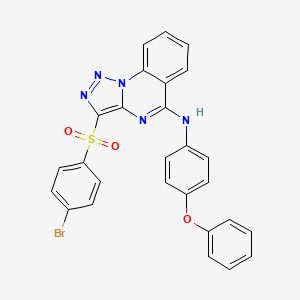 molecular formula C27H18BrN5O3S B2701503 3-(4-Bromobenzenesulfonyl)-N-(4-phenoxyphenyl)-[1,2,3]triazolo[1,5-A]quinazolin-5-amine CAS No. 895641-19-7