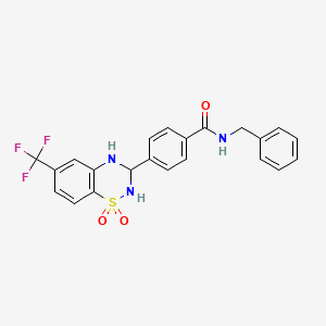 molecular formula C22H18F3N3O3S B2701504 N-benzyl-4-[1,1-dioxo-6-(trifluoromethyl)-3,4-dihydro-2H-1lambda6,2,4-benzothiadiazin-3-yl]benzamide CAS No. 1115387-19-3