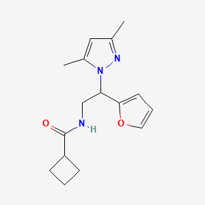 molecular formula C16H21N3O2 B2701515 N-[2-(3,5-dimethyl-1H-pyrazol-1-yl)-2-(furan-2-yl)ethyl]cyclobutanecarboxamide CAS No. 2176125-11-2