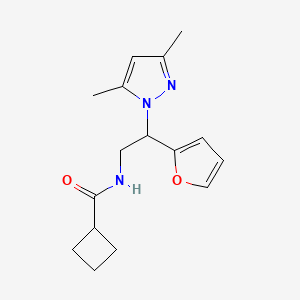 molecular formula C16H21N3O2 B2701515 N-(2-(3,5-dimethyl-1H-pyrazol-1-yl)-2-(furan-2-yl)ethyl)cyclobutanecarboxamide CAS No. 2176125-11-2