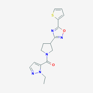 (1-ethyl-1H-pyrazol-5-yl)(3-(5-(thiophen-2-yl)-1,2,4-oxadiazol-3-yl)pyrrolidin-1-yl)methanone