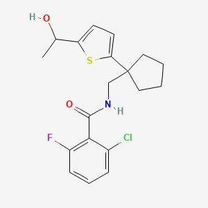2-chloro-6-fluoro-N-((1-(5-(1-hydroxyethyl)thiophen-2-yl)cyclopentyl)methyl)benzamide