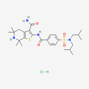 2-(4-(N,N-diisobutylsulfamoyl)benzamido)-5,5,7,7-tetramethyl-4,5,6,7-tetrahydrothieno[2,3-c]pyridine-3-carboxamide hydrochloride