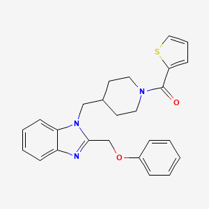 molecular formula C25H25N3O2S B2701524 2-(phenoxymethyl)-1-{[1-(thiophene-2-carbonyl)piperidin-4-yl]methyl}-1H-1,3-benzodiazole CAS No. 1210481-61-0