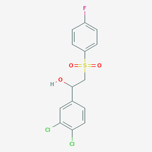 molecular formula C14H11Cl2FO3S B2701525 1-(3,4-Dichlorophenyl)-2-[(4-fluorophenyl)sulfonyl]-1-ethanol CAS No. 320422-64-8