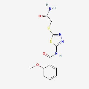 molecular formula C12H12N4O3S2 B2701550 N-{5-[(carbamoylmethyl)sulfanyl]-1,3,4-thiadiazol-2-yl}-2-methoxybenzamide CAS No. 868973-26-6