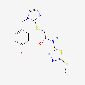 N-(5-ethylsulfanyl-1,3,4-thiadiazol-2-yl)-2-[1-[(4-fluorophenyl)methyl]imidazol-2-yl]sulfanylacetamide