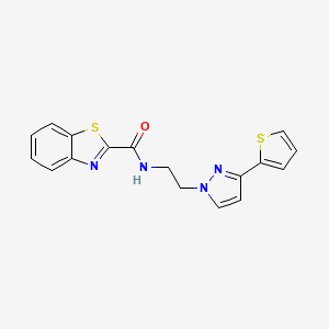 molecular formula C17H14N4OS2 B2701577 N-(2-(3-(thiophen-2-yl)-1H-pyrazol-1-yl)ethyl)benzo[d]thiazole-2-carboxamide CAS No. 1448035-93-5