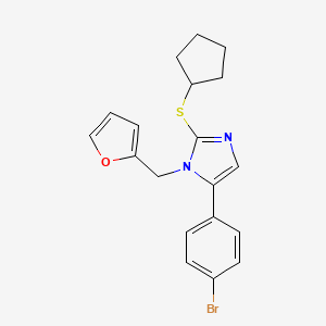 molecular formula C19H19BrN2OS B2701582 5-(4-溴苯基)-2-(环戊硫基)-1-(呋喃-2-基甲基)-1H-咪唑 CAS No. 1207010-11-4