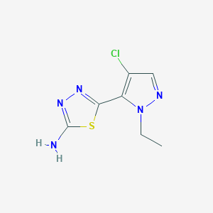 molecular formula C7H8ClN5S B2701590 5-(4-chloro-1-ethyl-1H-pyrazol-5-yl)-1,3,4-thiadiazol-2-amine CAS No. 1946818-30-9