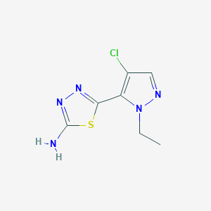 molecular formula C7H8ClN5S B2701590 5-(4-Chloro-2-ethylpyrazol-3-yl)-1,3,4-thiadiazol-2-amine CAS No. 1946818-30-9