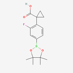 1-[2-Fluoro-4-(tetramethyl-1,3,2-dioxaborolan-2-yl)phenyl]cyclopropane-1-carboxylic acid
