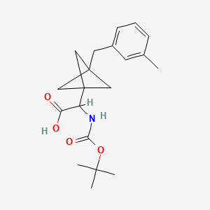 molecular formula C20H27NO4 B2701598 2-[3-[(3-Methylphenyl)methyl]-1-bicyclo[1.1.1]pentanyl]-2-[(2-methylpropan-2-yl)oxycarbonylamino]acetic acid CAS No. 2287263-49-2