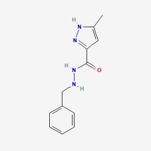molecular formula C12H14N4O B2701599 N'-benzyl-3-methyl-1H-pyrazole-5-carbohydrazide CAS No. 6736-45-4