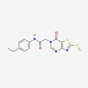 molecular formula C16H16N4O2S2 B2701617 N-(4-ethylphenyl)-2-[2-(methylsulfanyl)-7-oxo-6H,7H-[1,3]thiazolo[4,5-d]pyrimidin-6-yl]acetamide CAS No. 1115279-25-8