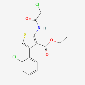 molecular formula C15H13Cl2NO3S B2701660 Ethyl 2-(2-chloroacetamido)-4-(2-chlorophenyl)thiophene-3-carboxylate CAS No. 554404-40-9