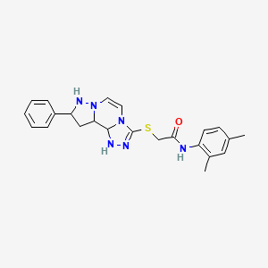 molecular formula C23H20N6OS B2701690 N-(2,4-dimethylphenyl)-2-({11-phenyl-3,4,6,9,10-pentaazatricyclo[7.3.0.0^{2,6}]dodeca-1(12),2,4,7,10-pentaen-5-yl}sulfanyl)acetamide CAS No. 1207041-88-0