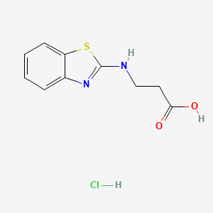 molecular formula C10H11ClN2O2S B2701695 3-[(1,3-Benzothiazol-2-yl)amino]propanoic acid hydrochloride CAS No. 2193066-97-4