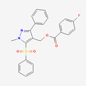 [1-methyl-3-phenyl-5-(phenylsulfonyl)-1H-pyrazol-4-yl]methyl 4-fluorobenzenecarboxylate