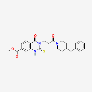 molecular formula C25H27N3O4S B2701752 Methyl 3-(3-(4-benzylpiperidin-1-yl)-3-oxopropyl)-4-oxo-2-thioxo-1,2,3,4-tetrahydroquinazoline-7-carboxylate CAS No. 946276-37-5
