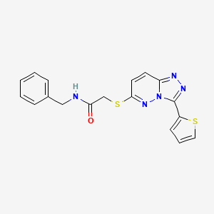 molecular formula C18H15N5OS2 B2701764 N-benzyl-2-((3-(thiophen-2-yl)-[1,2,4]triazolo[4,3-b]pyridazin-6-yl)thio)acetamide CAS No. 868966-76-1