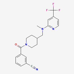 molecular formula C21H21F3N4O B2701774 3-[4-({Methyl[4-(trifluoromethyl)pyridin-2-yl]amino}methyl)piperidine-1-carbonyl]benzonitrile CAS No. 2415512-09-1