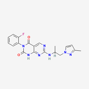 3-(2-fluorophenyl)-7-((1-(3-methyl-1H-pyrazol-1-yl)propan-2-yl)amino)pyrimido[4,5-d]pyrimidine-2,4(1H,3H)-dione