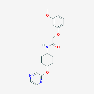 2-(3-methoxyphenoxy)-N-((1r,4r)-4-(pyrazin-2-yloxy)cyclohexyl)acetamide