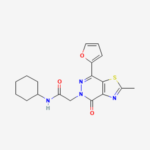 molecular formula C18H20N4O3S B2701833 N-cyclohexyl-2-(7-(furan-2-yl)-2-methyl-4-oxothiazolo[4,5-d]pyridazin-5(4H)-yl)acetamide CAS No. 946240-48-8