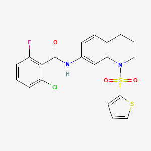 2-chloranyl-6-fluoranyl-N-(1-thiophen-2-ylsulfonyl-3,4-dihydro-2H-quinolin-7-yl)benzamide