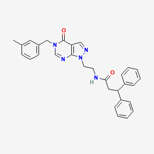 molecular formula C30H29N5O2 B2701857 N-(2-(5-(3-methylbenzyl)-4-oxo-4,5-dihydro-1H-pyrazolo[3,4-d]pyrimidin-1-yl)ethyl)-3,3-diphenylpropanamide CAS No. 922845-42-9