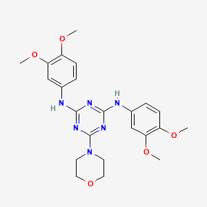 molecular formula C23H28N6O5 B2701865 N2,N4-bis(3,4-dimethoxyphenyl)-6-morpholino-1,3,5-triazine-2,4-diamine CAS No. 898607-03-9