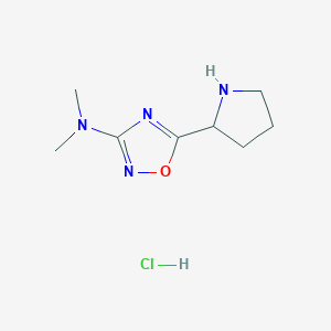 molecular formula C8H15ClN4O B2701872 N,N-dimethyl-5-(pyrrolidin-2-yl)-1,2,4-oxadiazol-3-amine hydrochloride CAS No. 2138004-41-6