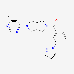 molecular formula C21H22N6O B2701875 [2-(6-Methylpyrimidin-4-yl)-1,3,3a,4,6,6a-hexahydropyrrolo[3,4-c]pyrrol-5-yl]-(3-pyrazol-1-ylphenyl)methanone CAS No. 2380088-07-1