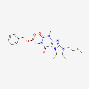 molecular formula C22H25N5O5 B2701880 benzyl 2-(8-(2-methoxyethyl)-1,6,7-trimethyl-2,4-dioxo-1H-imidazo[2,1-f]purin-3(2H,4H,8H)-yl)acetate CAS No. 887874-78-4