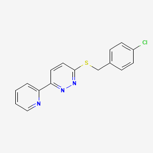 molecular formula C16H12ClN3S B2701882 3-{[(4-chlorophenyl)methyl]sulfanyl}-6-(pyridin-2-yl)pyridazine CAS No. 896058-40-5
