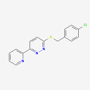 molecular formula C16H12ClN3S B2701882 3-((4-Chlorobenzyl)thio)-6-(pyridin-2-yl)pyridazine CAS No. 896058-40-5