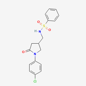 molecular formula C17H17ClN2O3S B2701886 N-((1-(4-chlorophenyl)-5-oxopyrrolidin-3-yl)methyl)benzenesulfonamide CAS No. 954608-28-7