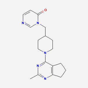 3-[(1-{2-methyl-5H,6H,7H-cyclopenta[d]pyrimidin-4-yl}piperidin-4-yl)methyl]-3,4-dihydropyrimidin-4-one