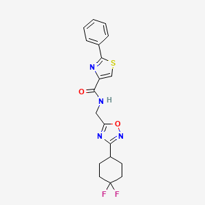 molecular formula C19H18F2N4O2S B2701892 N-((3-(4,4-difluorocyclohexyl)-1,2,4-oxadiazol-5-yl)methyl)-2-phenylthiazole-4-carboxamide CAS No. 2034333-39-4